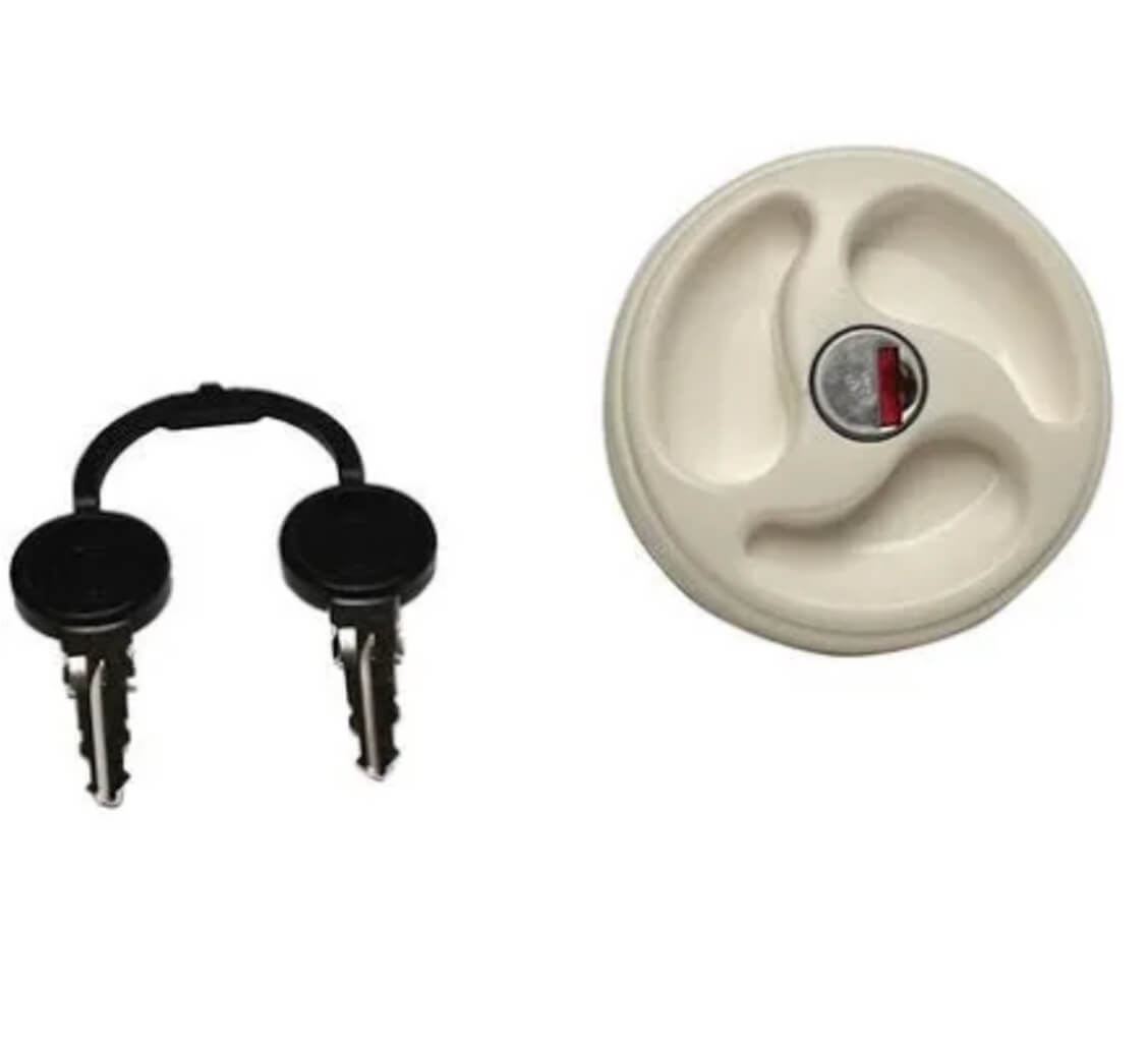 Tapón blanco de 40 mm para depósito de agua en camper.