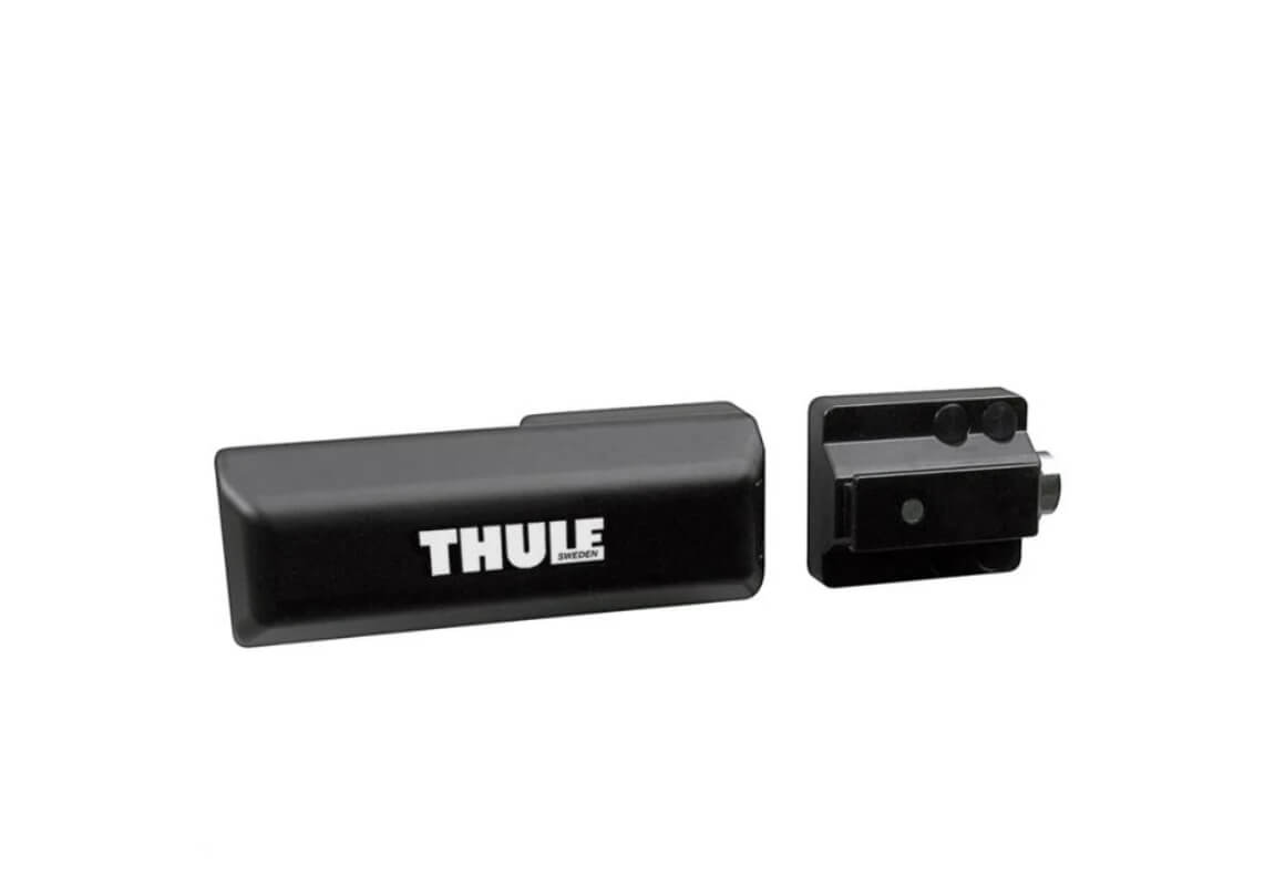 Detalle del cuerpo de aluminio lacado de la Thule Van Lock negra