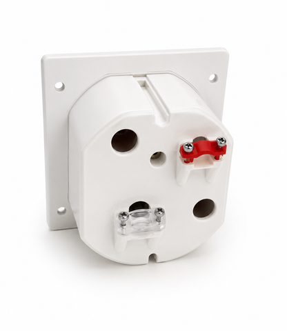 Toma Exterior Multiusos Camper Blanca 220V + TV TDT + Satélite + Toma 12V Empotrable