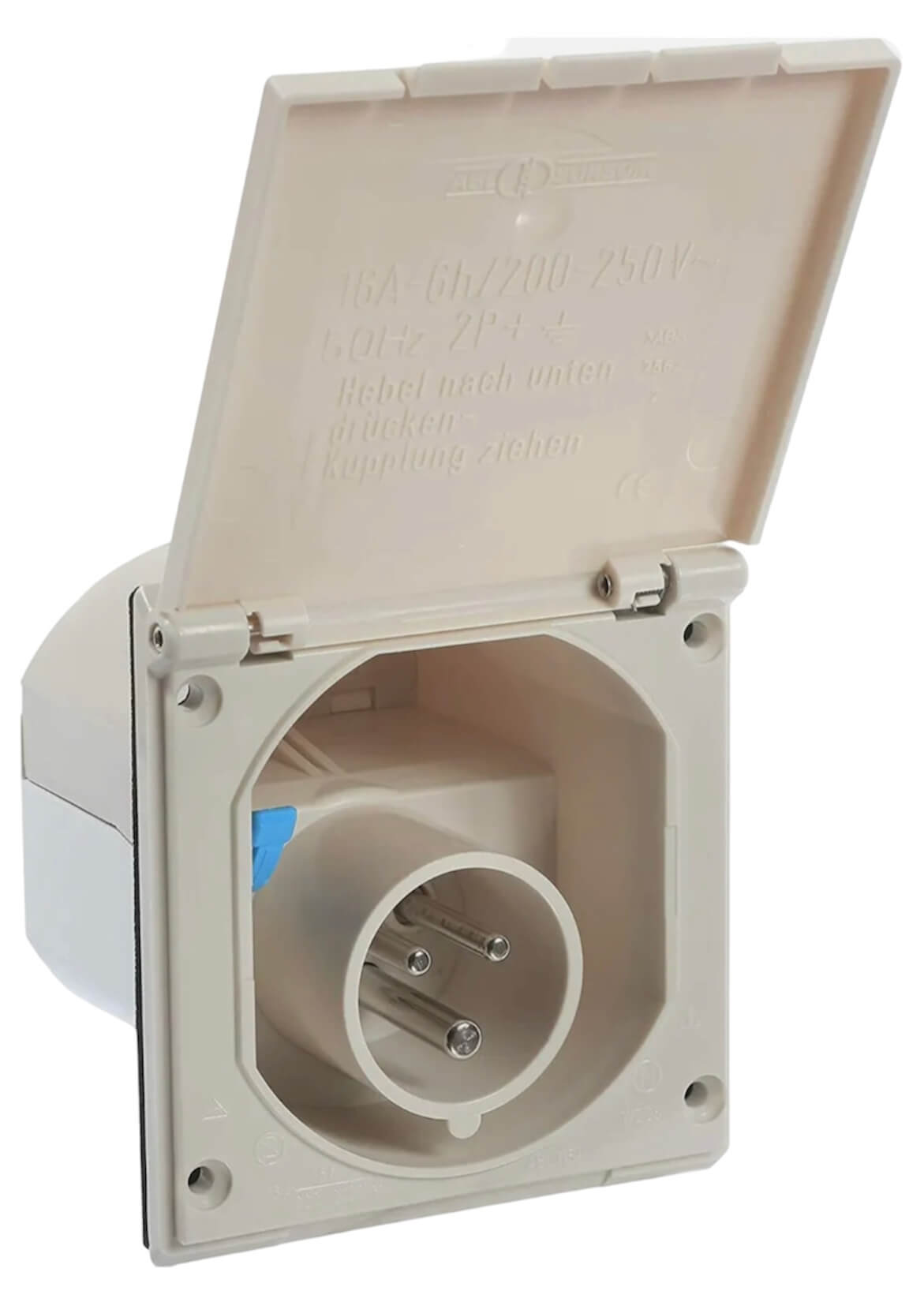 Toma exterior 220V CEE ABL blanca con tapa y junta | STCampervan