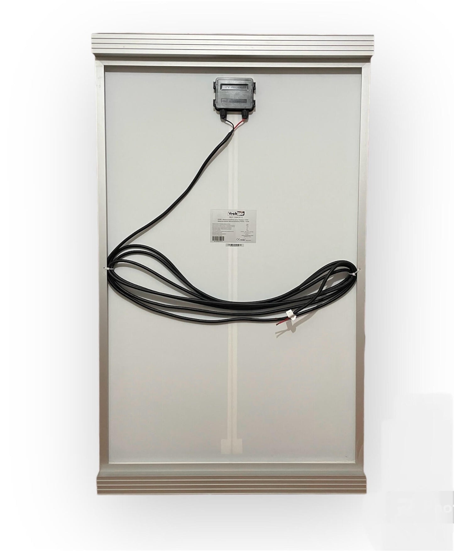 Detalle del panel solar monocristalino Vechline 140 W.