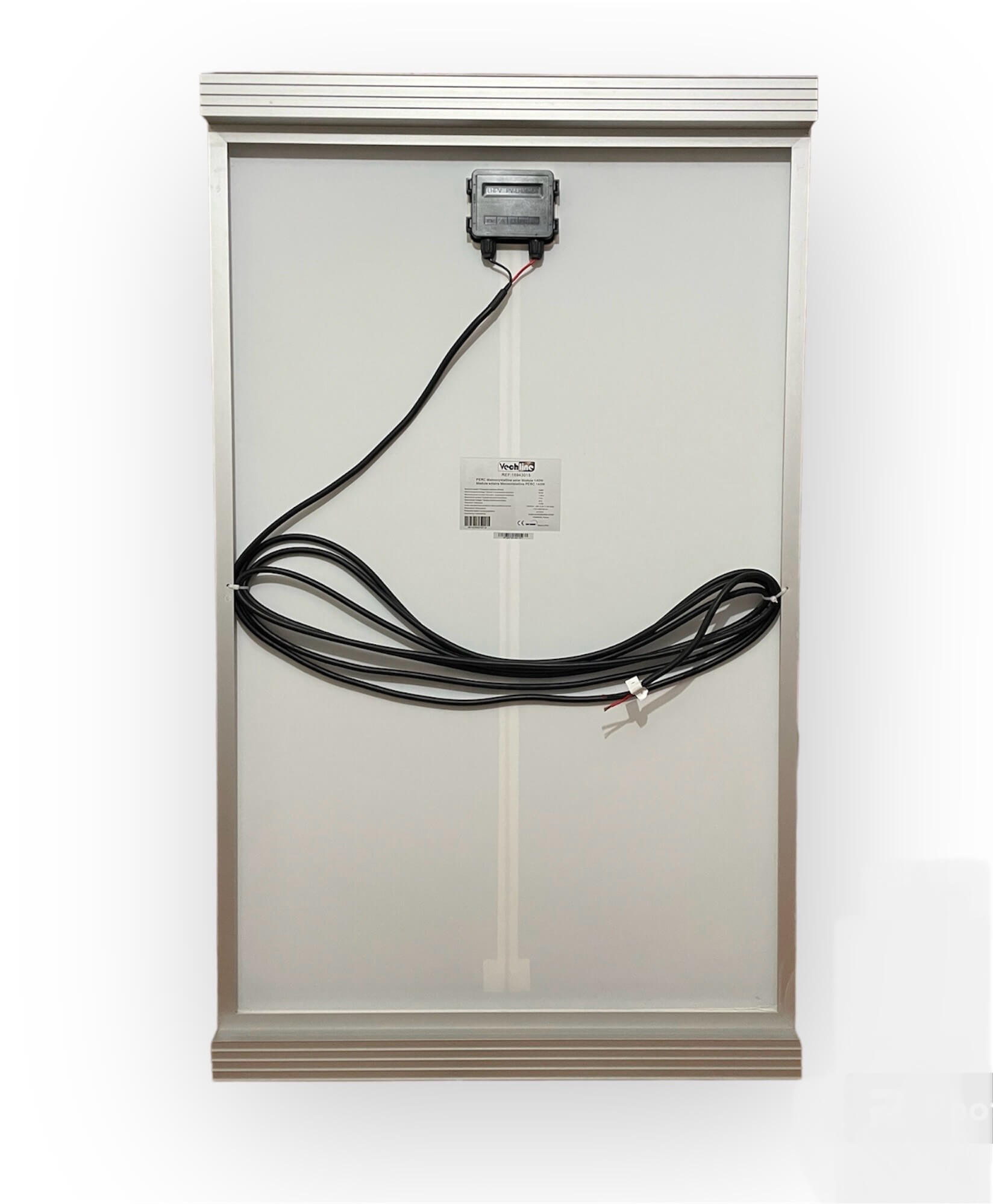 Detalle del panel solar monocristalino Vechline 140 W.