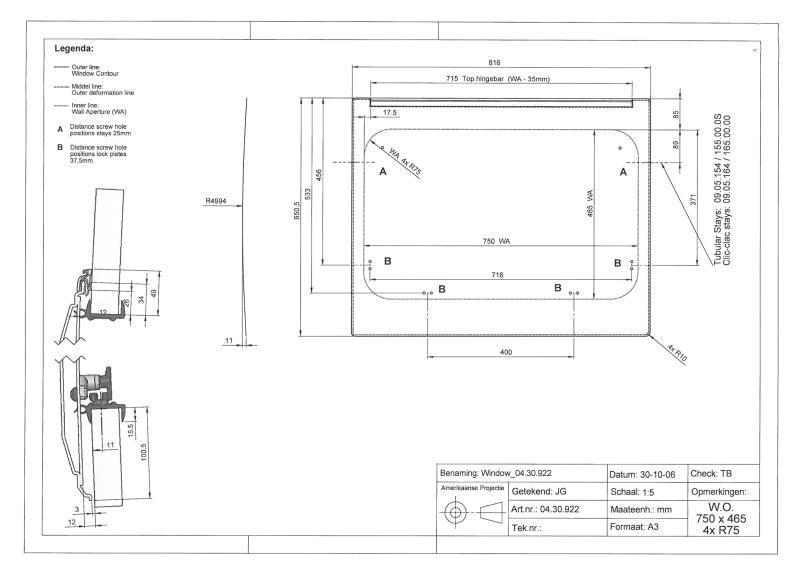 Ventana Lateral Ducato 816 x 650 mm Polyplastic