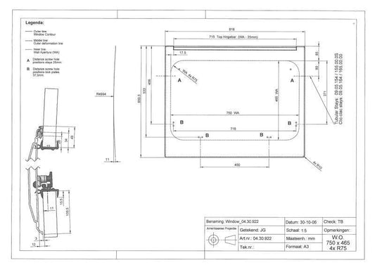 Ventana Lateral Ducato 816 x 650 mm Polyplastic