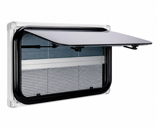 Ventana Camper Abatible Enrasada Doble Cristal con Mosquitera y Oscurecedor