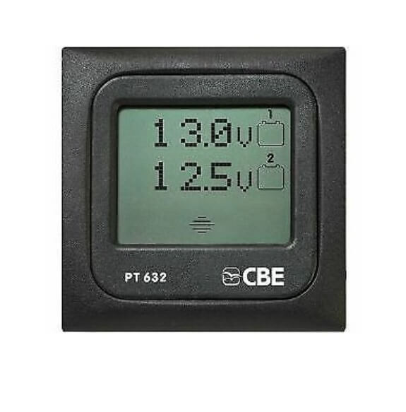 Voltímetro CBE PT632 Doble Batería 12V Gris Antracita | Medidor Camper STCAMPERVAN